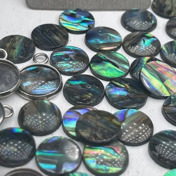 Real Paua Abalone Shell Flatbacks Stud Earrings & Bezels more DIY Jewelry Making - Picture 5 of 12